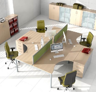 Мебель для офиса с сочетанием элементов зеленого цвета